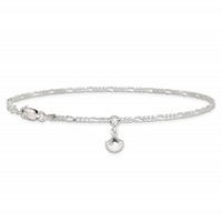 Sterling Silver Shell Dangle Plus 1 Inch Extender - Total 10 Inch Anklet, 9" view 4