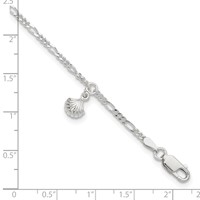 Sterling Silver Shell Dangle Plus 1 Inch Extender - Total 10 Inch Anklet, 9" view 5