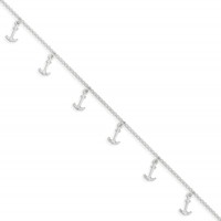 Sterling Silver Anchor Charms Plus 1 Inch Extender - Total 10 Inch Anklet - 9in view 2