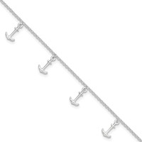 Sterling Silver Anchor Charms Plus 1 Inch Extender - Total 10 Inch Anklet - 9in view 1