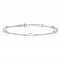 Sterling Silver Dolphin 5-Station Plus 1 Inch Extender - Total 10 Inch Anklet, 9" view 4