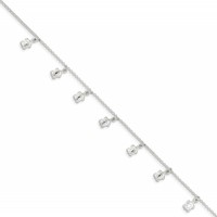Sterling Silver Turtle Charms Plus 1 Inch Extender - Total 10 Inch Anklet, 9" view 3