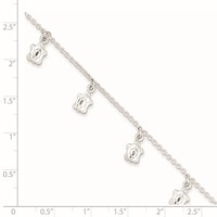 Sterling Silver Turtle Charms Plus 1 Inch Extender - Total 10 Inch Anklet, 9" view 4