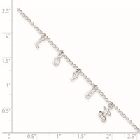 Sterling Silver Love Letters Plus 1 Inch Extender - Total 11 Inch Anklet, 10" view 3