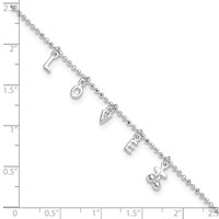 Sterling Silver Love Letters Plus 1 Inch Extender - Total 11 Inch Anklet, 10" view 5