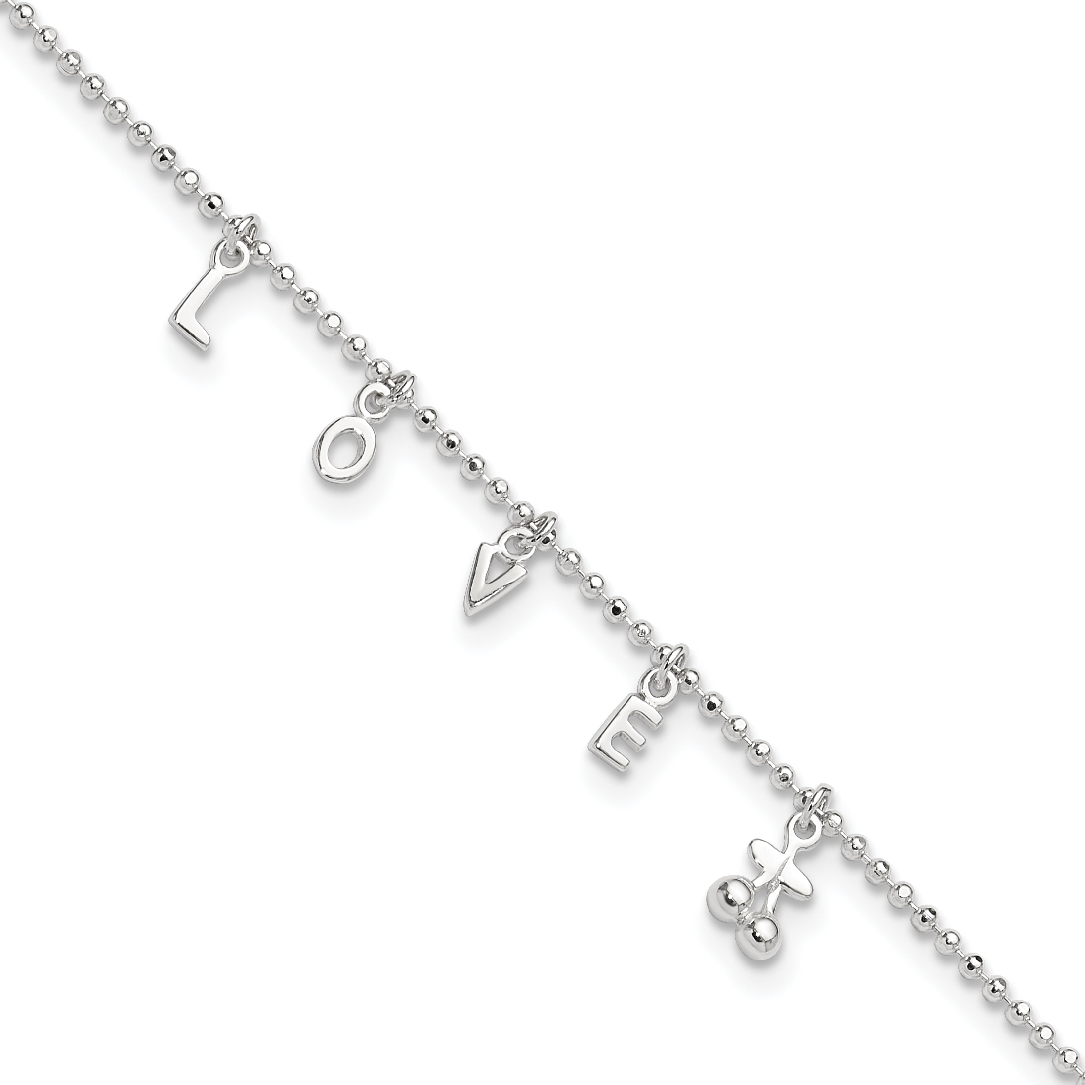 Sterling Silver LOVE 10 in Plus1 in Ext. Anklet (QG3169-10)