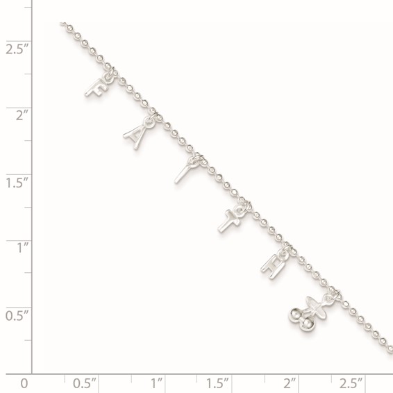 Sterling Silver FAITH Letters 10 inch Plus 1 inch Extender - Total 11 inch Anklet