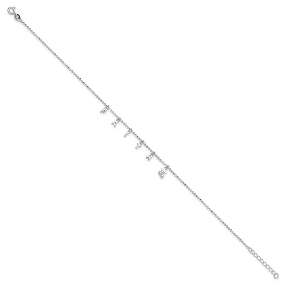 Sterling Silver FAITH Letters 10 inch Plus 1 inch Extender - Total 11 inch Anklet