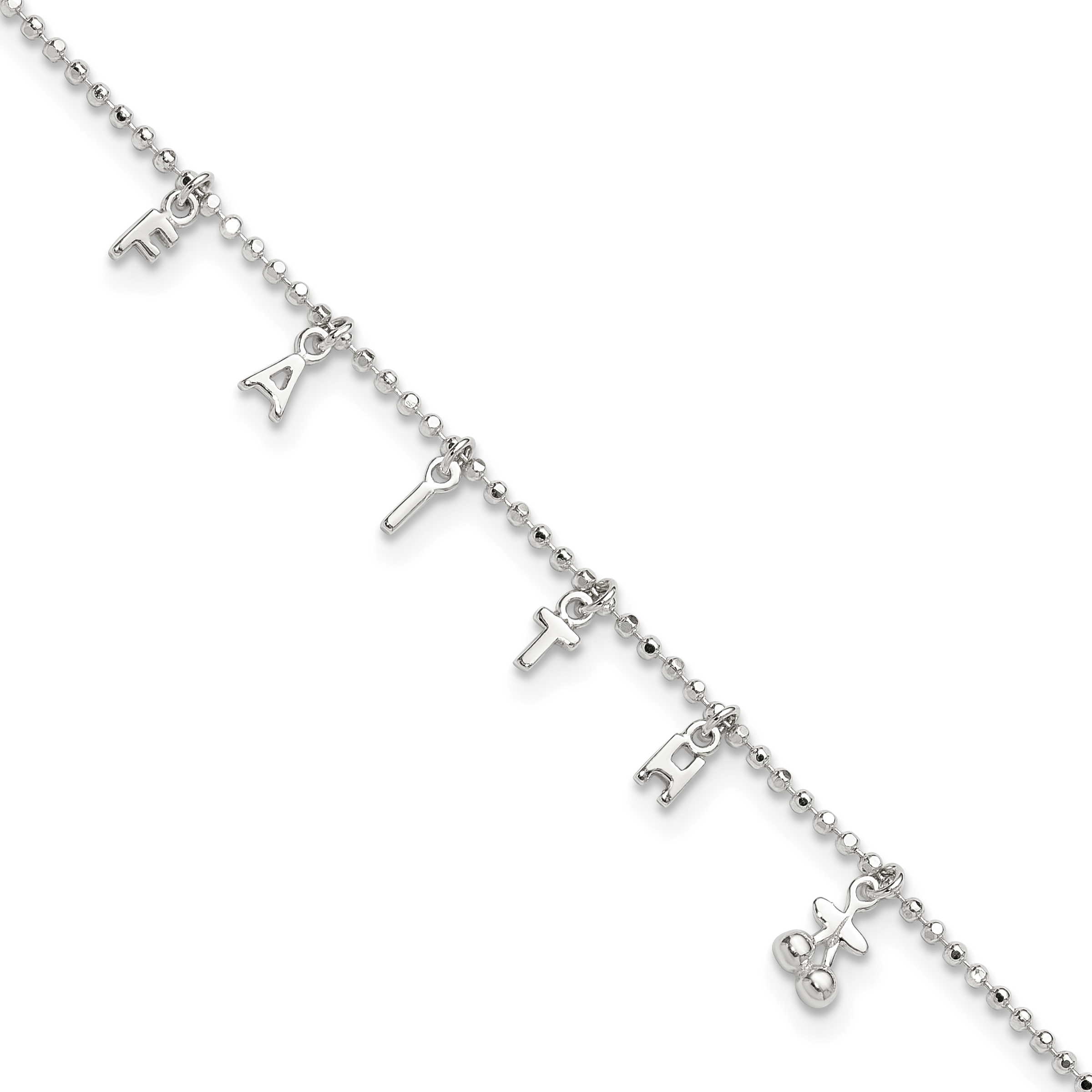 Sterling Silver FAITH 10in Plus 1in Ext. Anklet (QG3172-10)