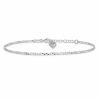 Sterling Silver Figaro Anklet with Puffed Heart Dangle Plus 1 Inch Extender - Total 10 Inch, 9" view 4