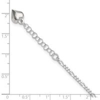 Sterling Silver Figaro Anklet with Puffed Heart Dangle Plus 1 Inch Extender - Total 10 Inch, 9" view 5