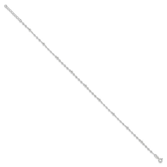 Sterling Silver Beads 10 inch Plus 1 inch Extender - Total 11 inch Anklet
