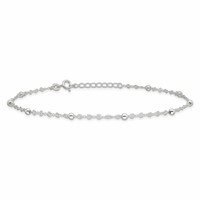 Sterling Silver Beads Plus 1 Inch Extender - Total 11 Inch Anklet, 10" view 3