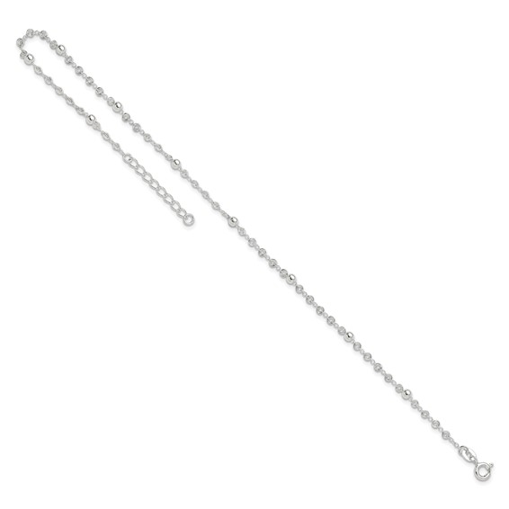 Sterling Silver Beads 10 inch Plus 1 inch Extender - Total 11 inch Anklet