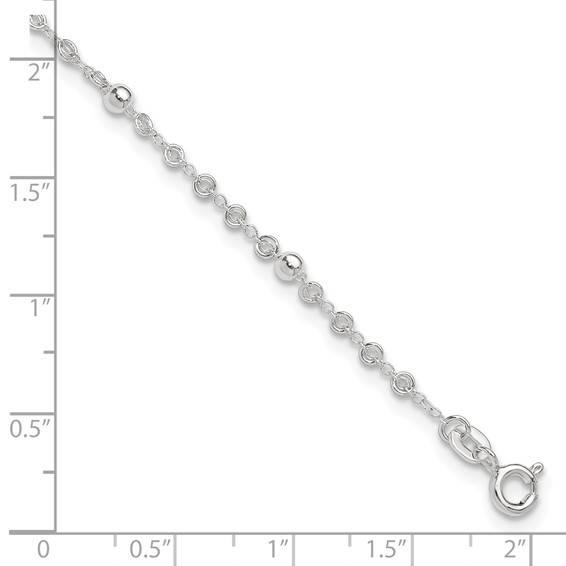 Sterling Silver Beads 10 inch Plus 1 inch Extender - Total 11 inch Anklet