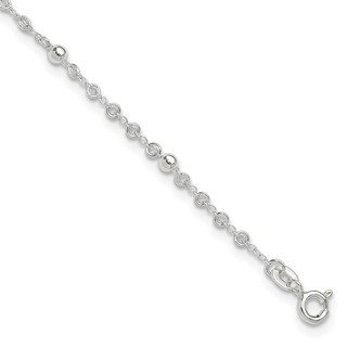 Sterling Silver Beads 9 inch Plus 1 inch Extender - Total 10 inch Anklet