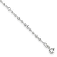 Sterling Silver Beads Plus 1 Inch Extender - Total 11 Inch Anklet, 10" view 1