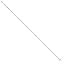 Sterling Silver Bead 7-Station Plus 1 Inch Extender - Total 11 Inch Anklet, 10" view 2