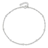 Sterling Silver Bead 7-Station Plus 1 Inch Extender - Total 11 Inch Anklet, 10" view 5