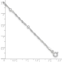 Sterling Silver Bead 7-Station Plus 1 Inch Extender - Total 11 Inch Anklet, 10" view 4