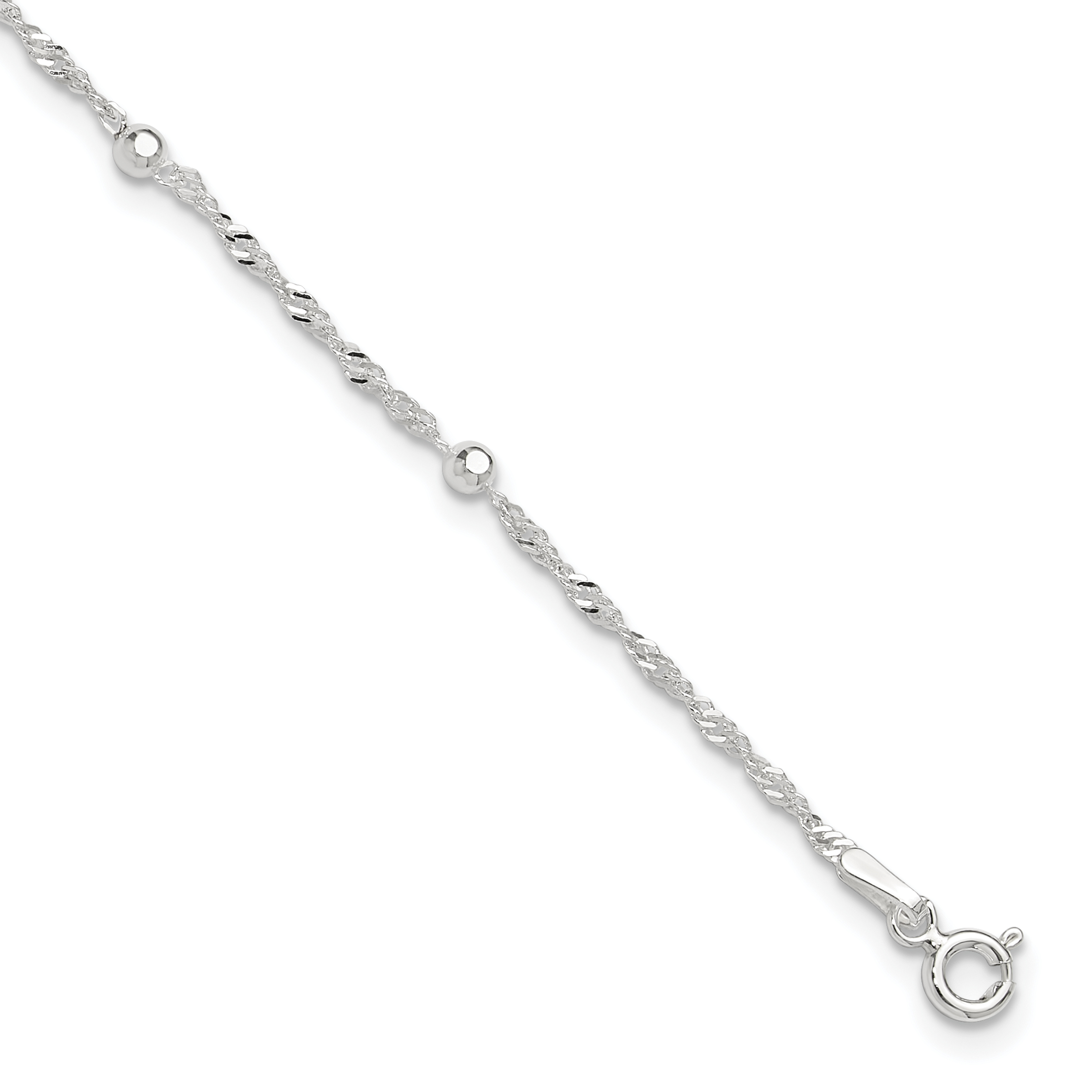 Sterling Silver 9in Plus 1in ext. Anklet (QG3177-9)