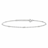 Sterling Silver Bead 7-Station Plus 1 Inch Extender - Total 11 Inch Anklet, 10" view 3