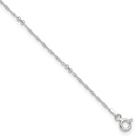 Sterling Silver Bead 7-Station Plus 1 Inch Extender - Total 11 Inch Anklet, 10" view 1
