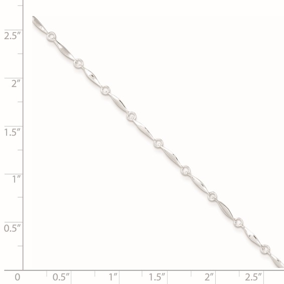 Sterling Silver Fancy Link 10 inch Plus 1 inch Extender - Total 11 inch Anklet