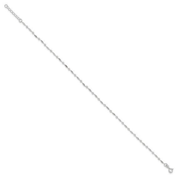 Sterling Silver Fancy Link 9 inch Plus 1 inch Extender - Total 10 inch Anklet