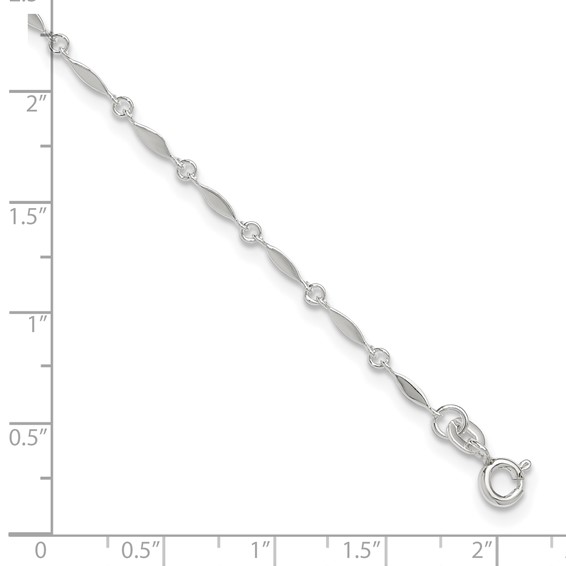 Sterling Silver Fancy Link 10 inch Plus 1 inch Extender - Total 11 inch Anklet
