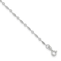 Sterling Silver Fancy Link Plus 1 Inch Extender - Total 11 Inch Anklet - 10in view 1