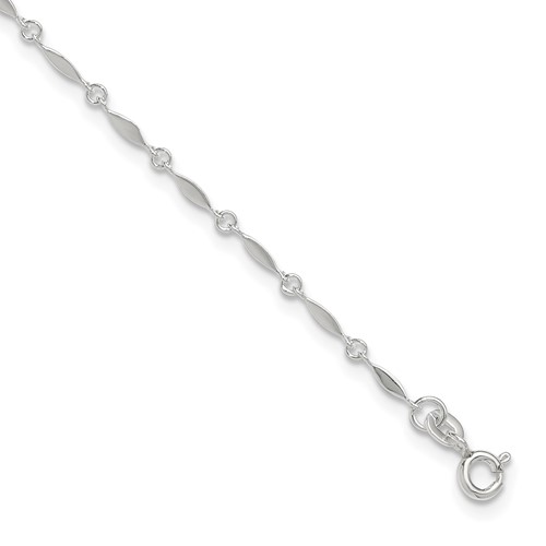 Sterling Silver Fancy Link Plus 1 Inch Extender - Total 11 Inch Anklet, 10"