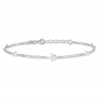 Sterling Silver Moon and Star Plus 1 Inch Extender - Total 10 Inch Anklet, 9" view 3