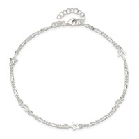 Sterling Silver Moon and Star Plus 1 Inch Extender - Total 10 Inch Anklet, 9" view 5