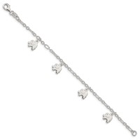 Sterling Silver Polished Elephants Bracelet with Ext. Children's, 1" view 2