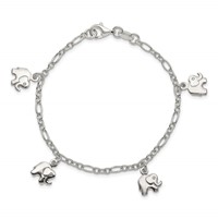 Sterling Silver Polished Elephants Bracelet with Ext. Children's, 1" view 3