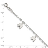Sterling Silver Polished Elephants Bracelet with Ext. Children's, 1" view 4