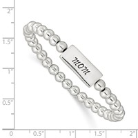 Sterling Silver Enameled Mom Beaded Stretch Bracelet view 3