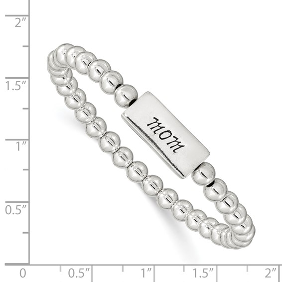 Sterling Silver Enameled MOM Stretch Bracelet