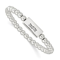 Sterling Silver Enameled Mom Beaded Stretch Bracelet view 1