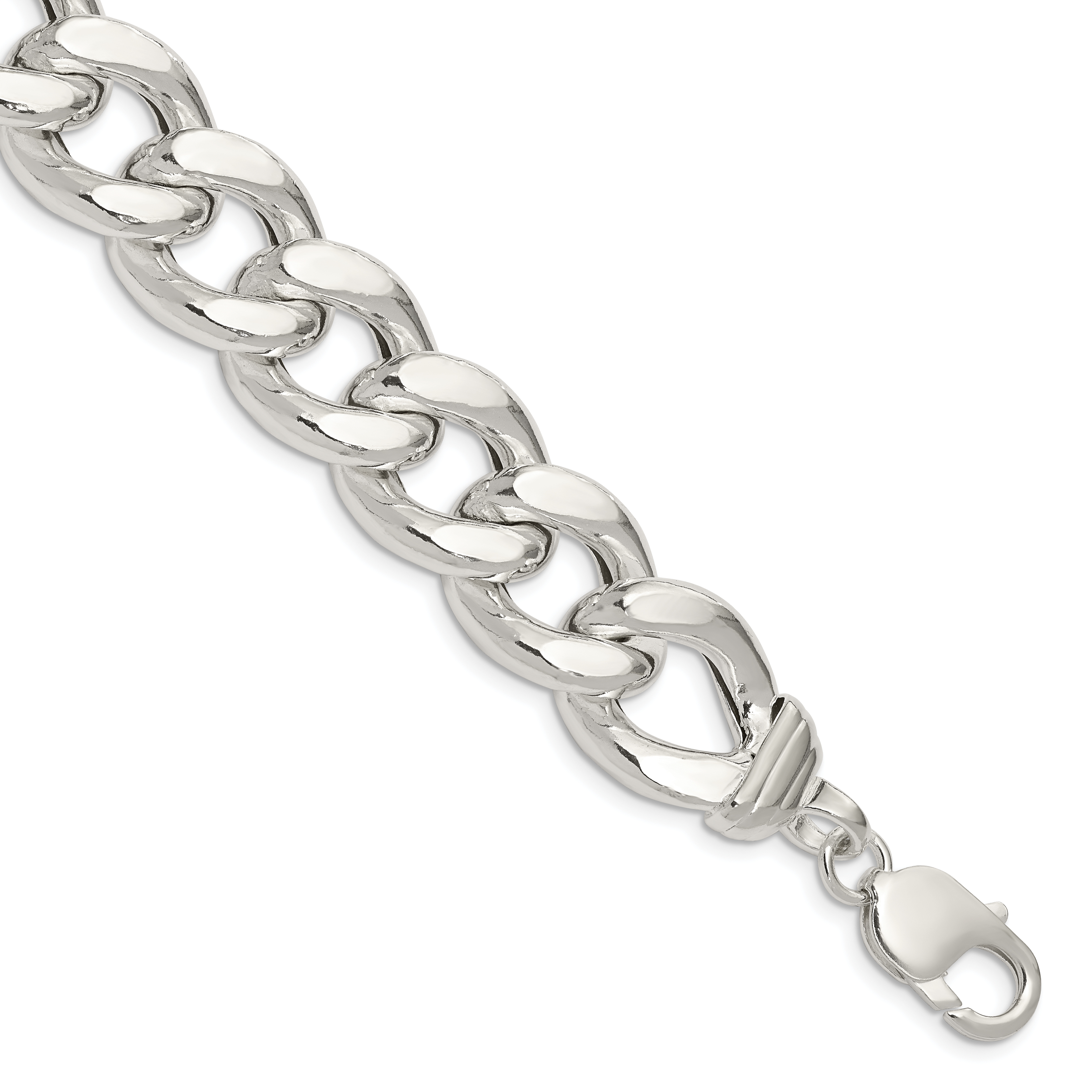 Sterling Silver Hollow Polished Curb Bracelet (QG3214-9)