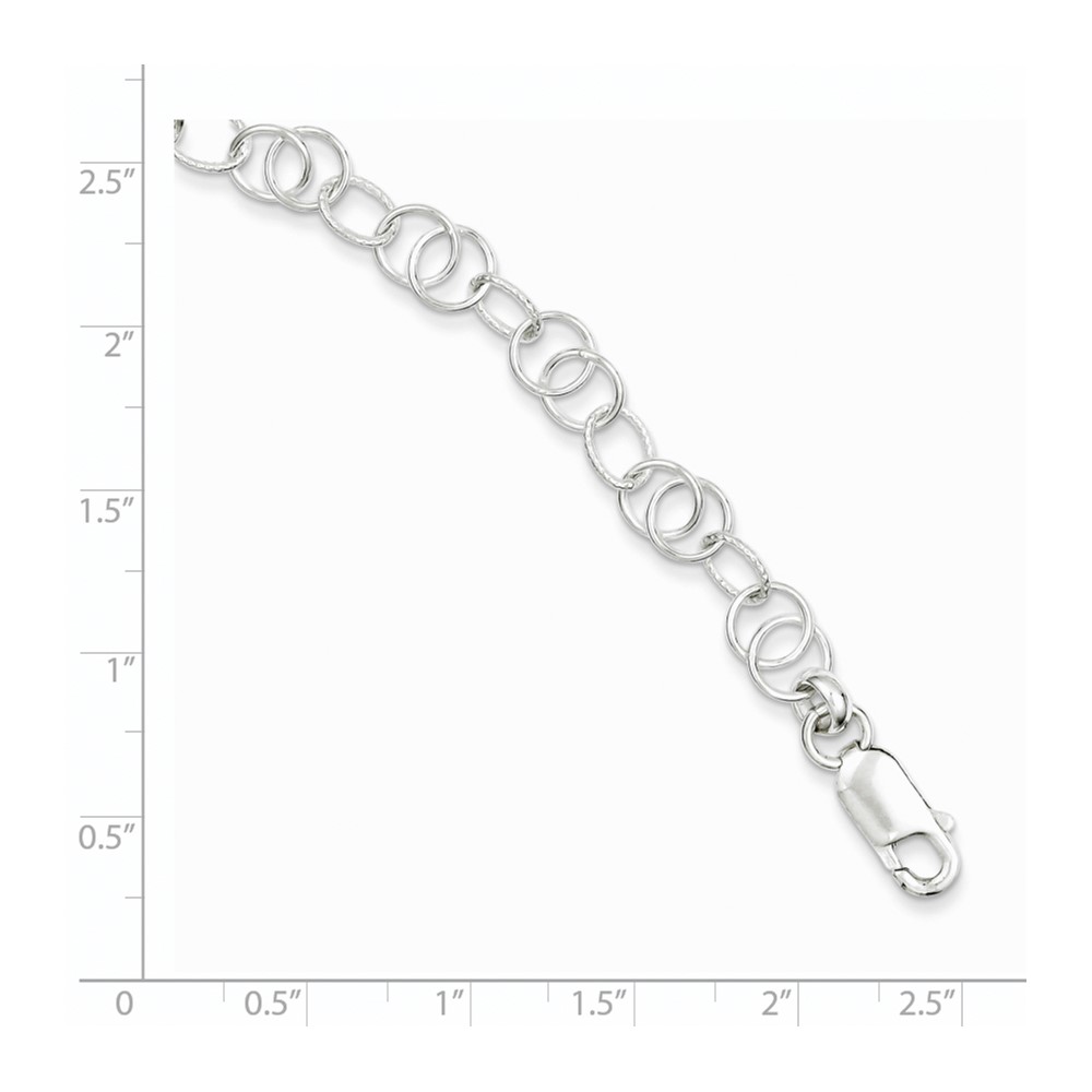 Sterling Silver Polished and Textured Fancy Bracelet (QG3222-7.5)