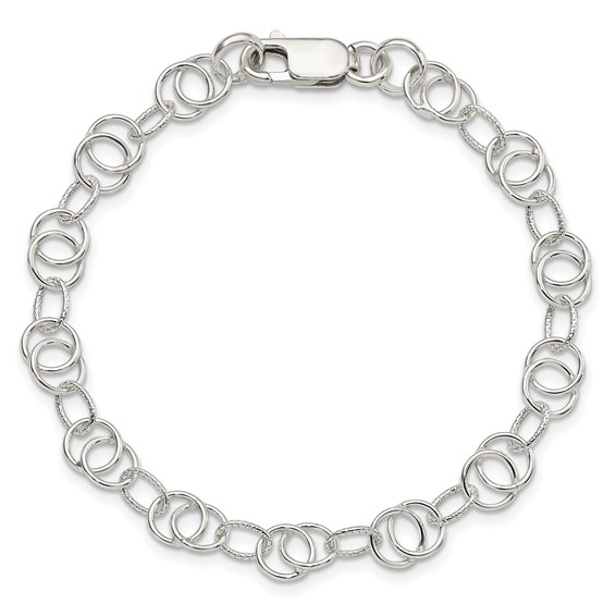 Sterling Silver Polished and Textured Fancy Bracelet