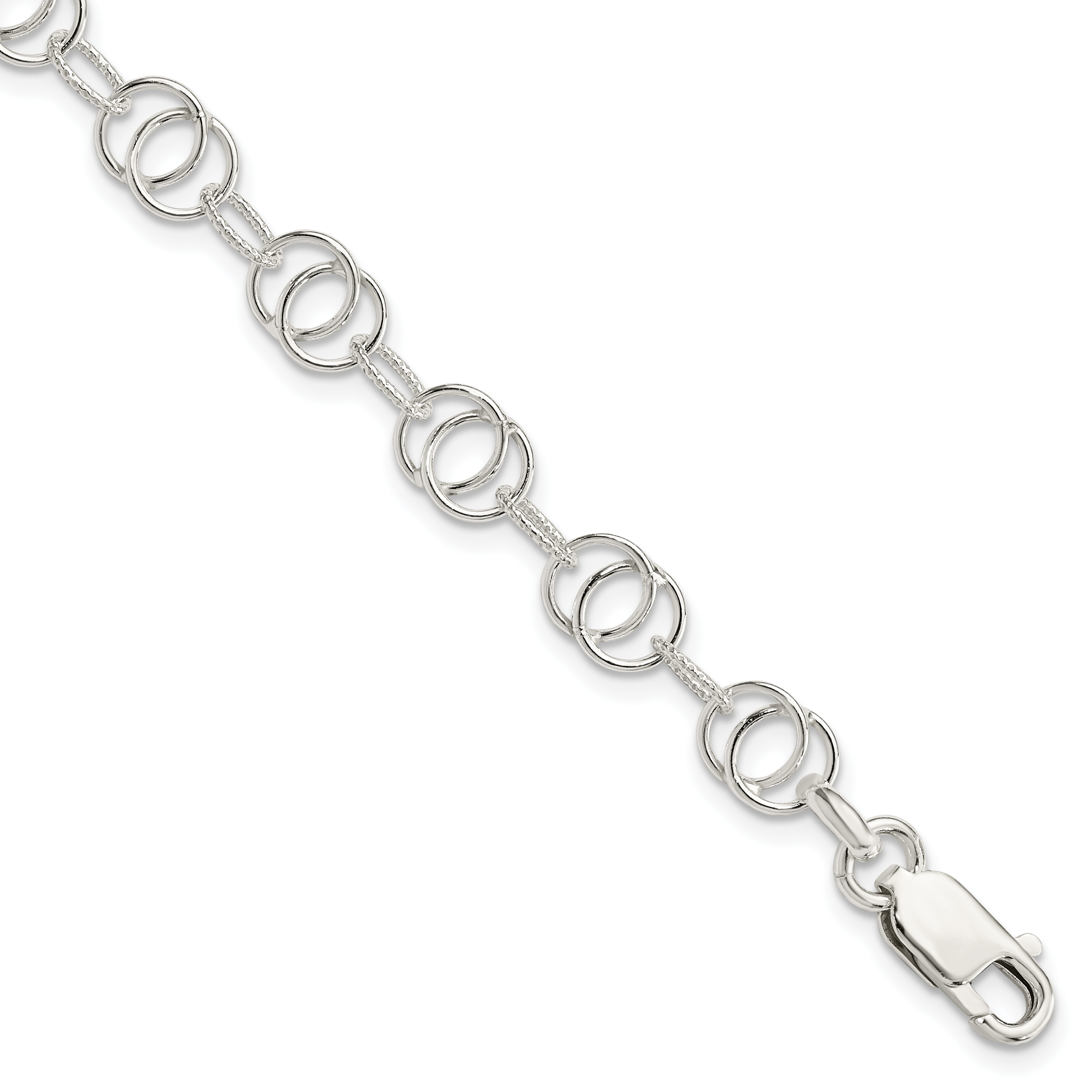 Sterling Silver Polished and Textured Fancy Bracelet (QG3222-7.5)