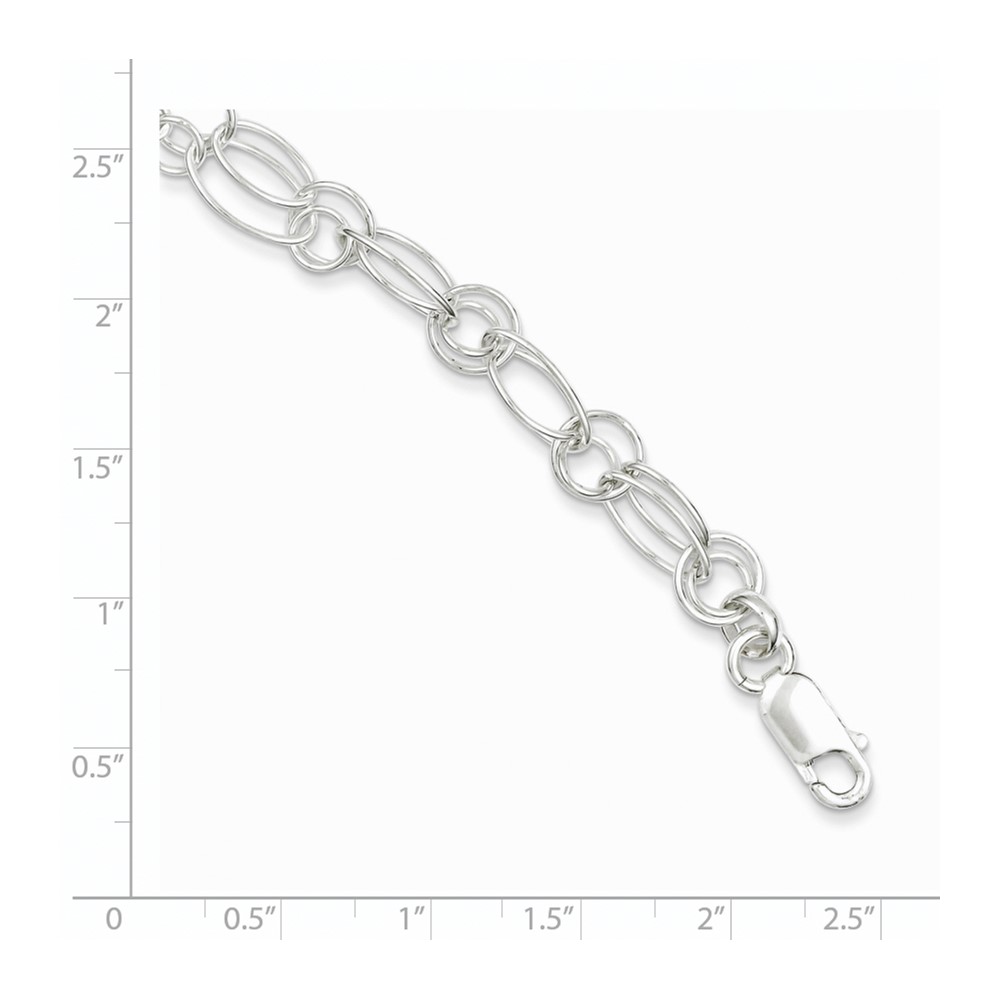 Sterling Silver Polished Oval Link Bracelet (QG3225-7.5)