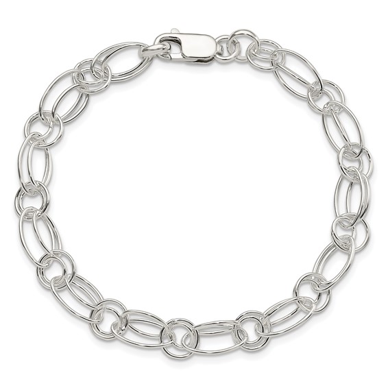 Sterling Silver Polished Oval Link Bracelet