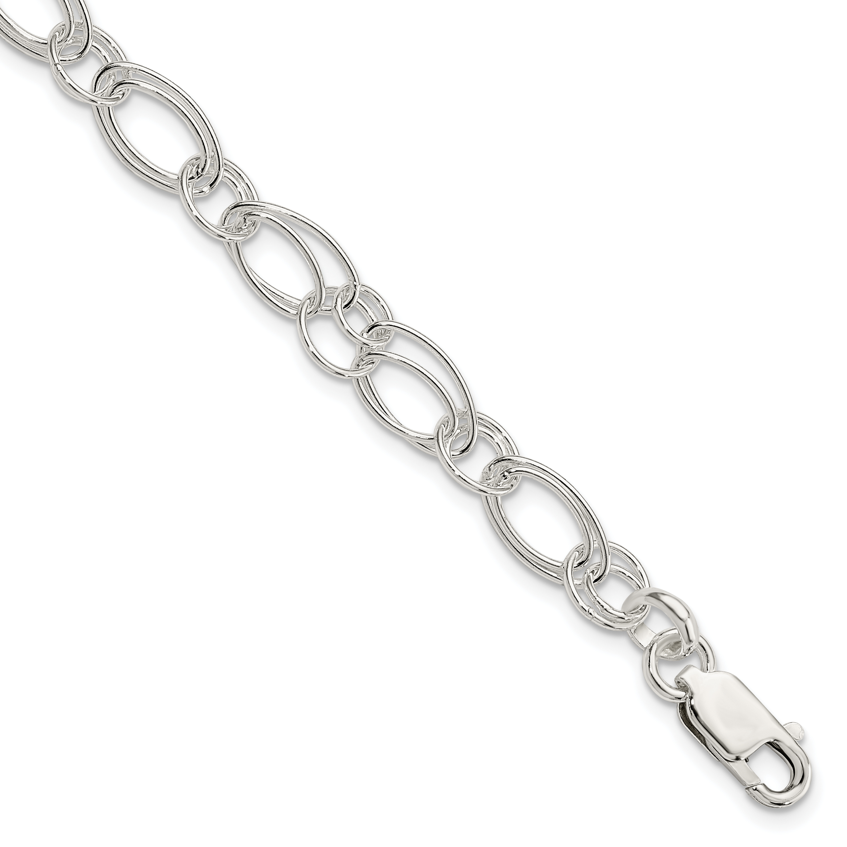 Sterling Silver Polished Oval Link Bracelet (QG3225-7.5)