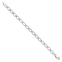 Sterling Silver Polished 5mm Oval Link Bracelet, 7.5" view 2