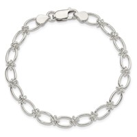 Sterling Silver Polished 5mm Oval Link Bracelet, 7.5" view 3