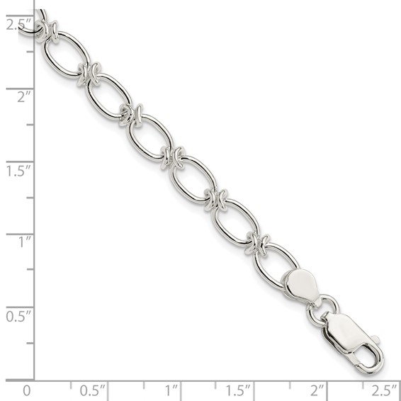 Sterling Silver Polished Oval Link Bracelet